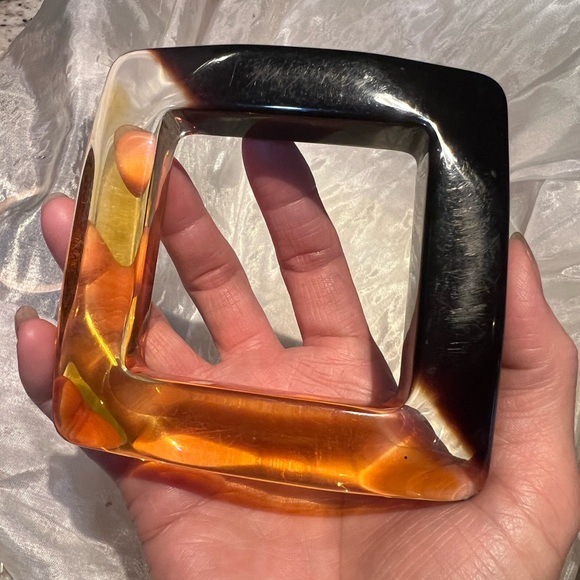 Unique Vintage Amber and Black Square Bracelet some surface wear - Picture 4 of 7